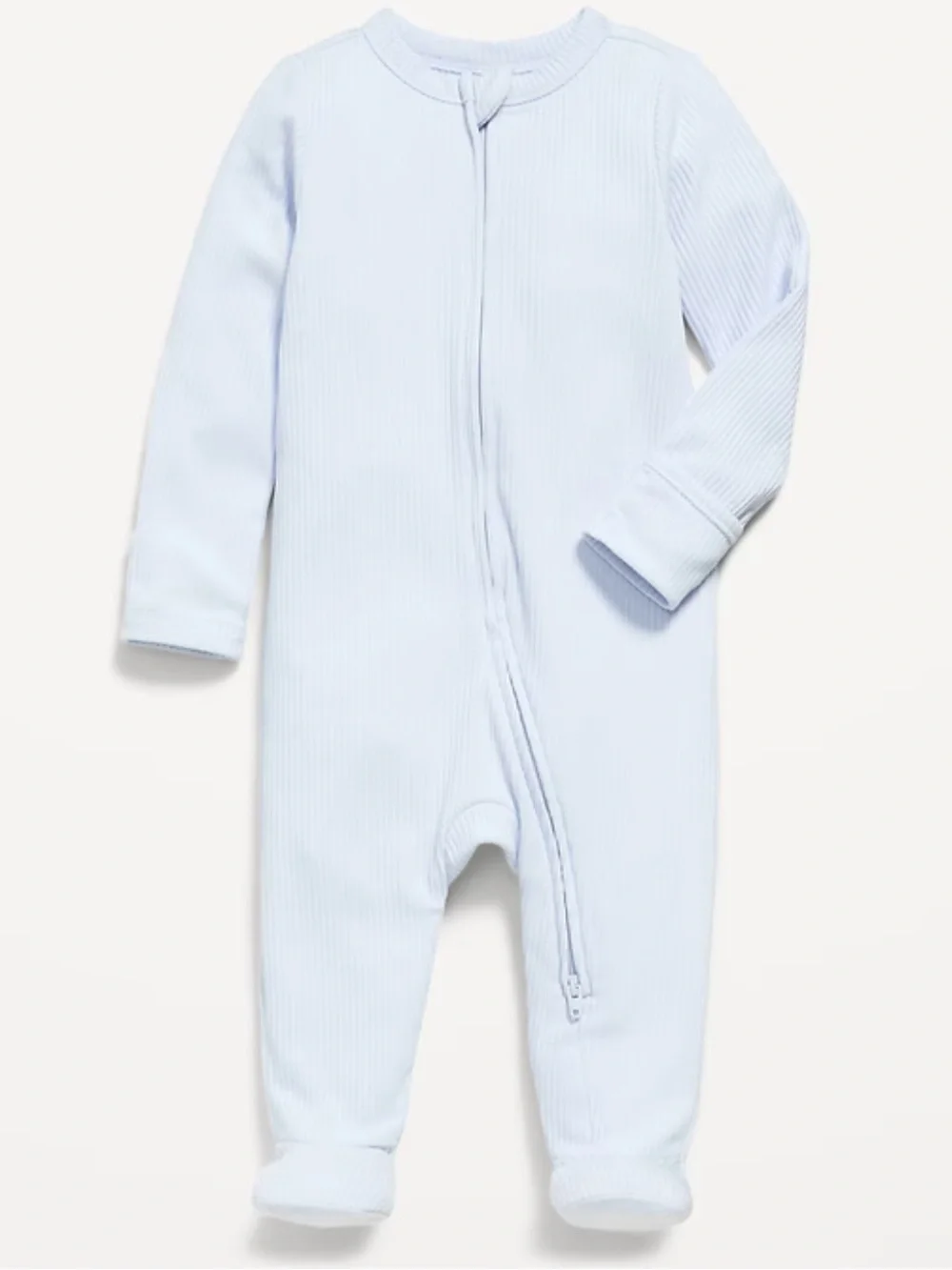 NWT Old Navy Ribbed 2-Way-Zip Footed Onesie - Light Blue (0-3 Months)